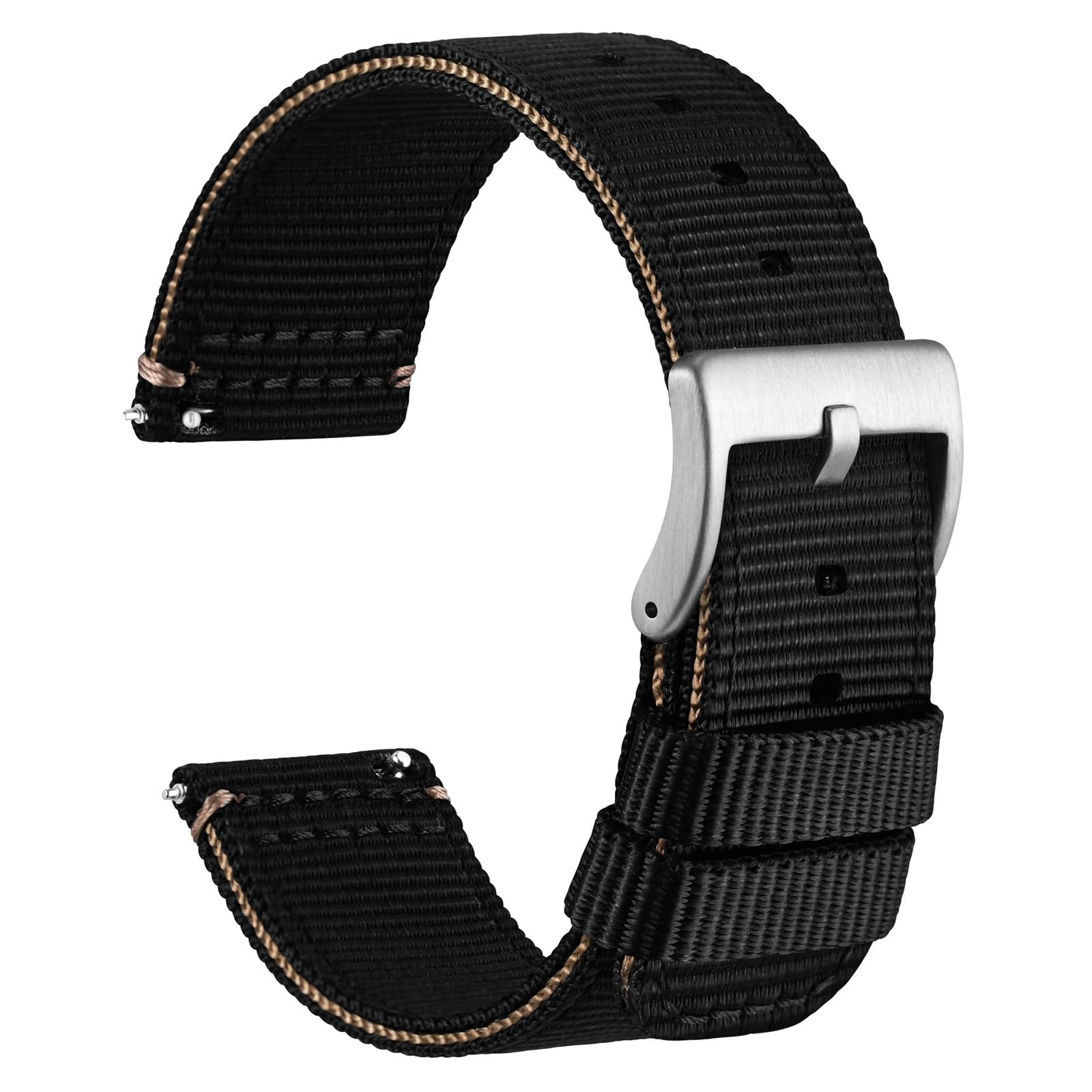 WOCCI Nylon Watch Bands, Contrast Woven Design, Quick Release, Stainless Steel Buckle, Band Width 20mm 22mm 24mm 26mm