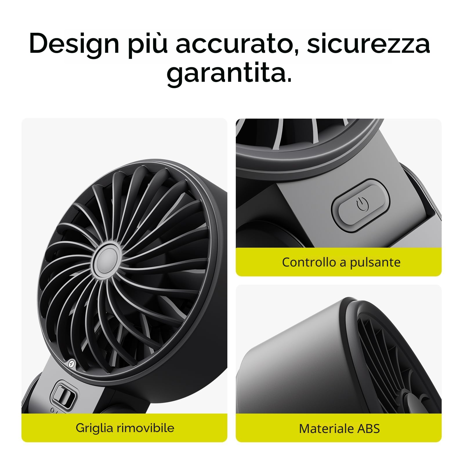 JISULIFE Ventilatore portatile, potente ventilatore portatile con display LED, massimo 19,5 ore, 5000 mAh, 3 in 1 mano/scrivania/collo ventilatore, mini ventilatore da viaggio (nero)