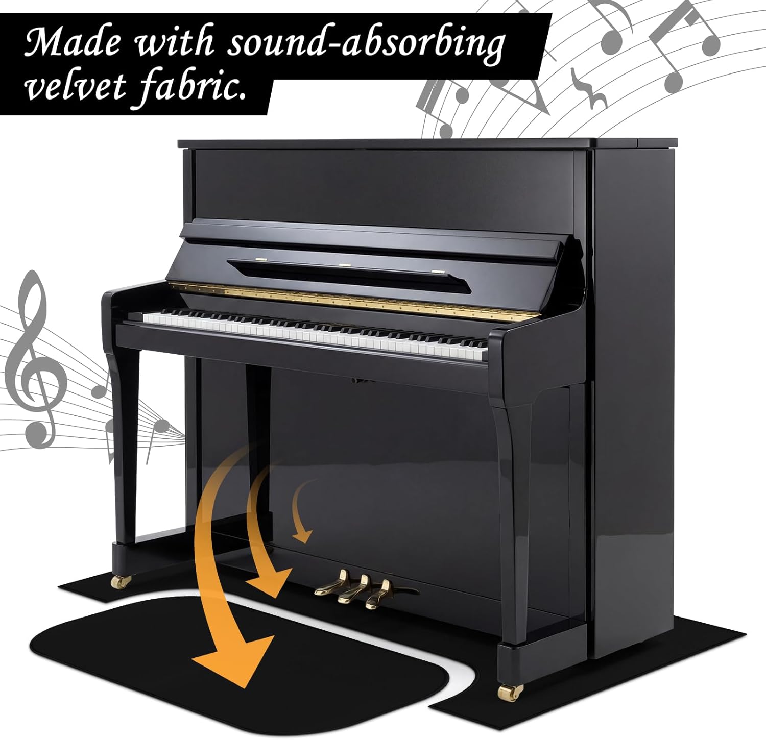 1 Set Piano Rug Soundproof Mat Piano Carpet Protector Sound Dampening Noise Reduction 27 x 63 in Non Slip Carpet Protect Pads Floor Blankets Anti Vibration Acoustic(Black,45 x 19 in)