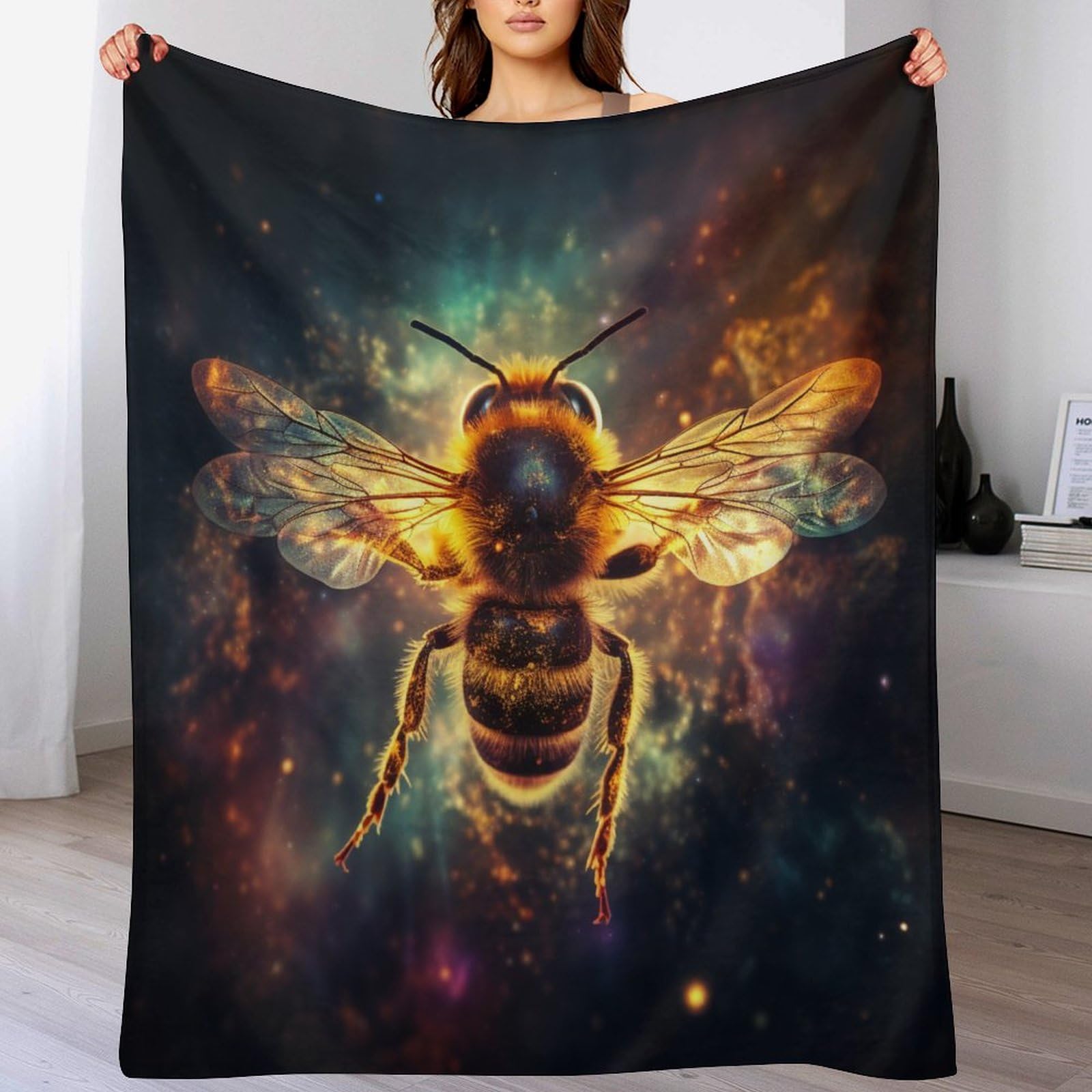 Couverture en Lit Épaisse Douce et Durable Abeille en Flanelle Haute Densité 180x200