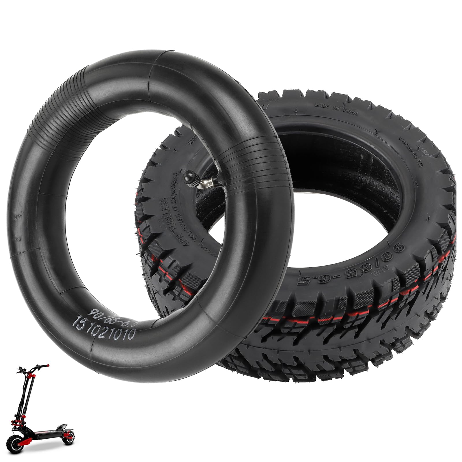 Pneu sans chambre à air 90/65-6,5 avec double épaisseur pour trottinette électrique Zero 11X/Speedual Plus/Dualtron Ultra/Kaabo