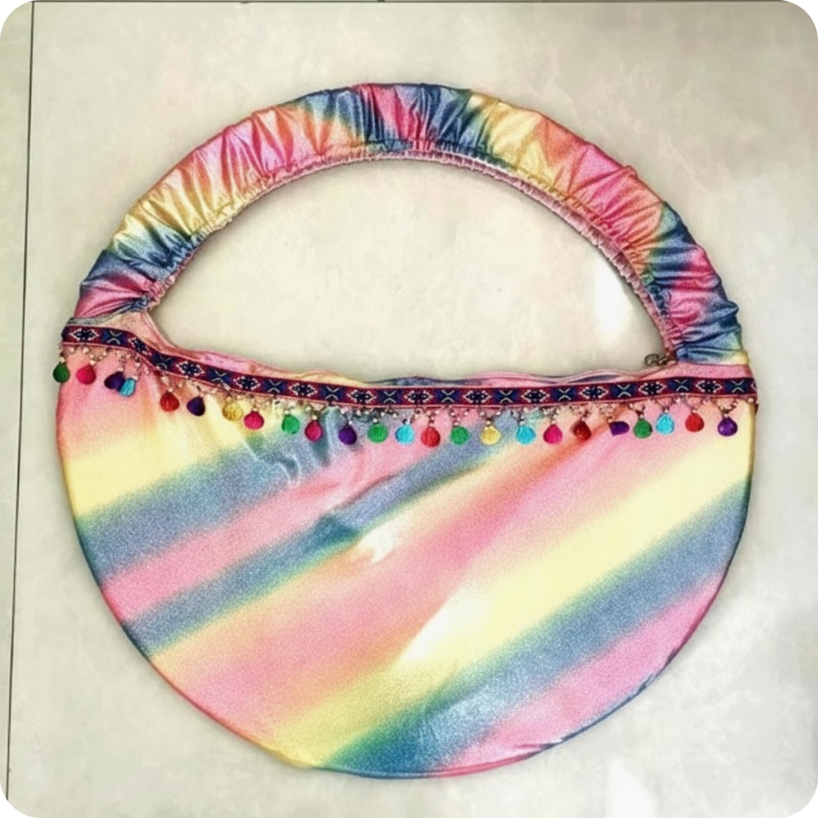 Ronyme Gymnastik Aufbewahrungstasche Tanz Tasche Sporttasche Tragetasche Handtasche mit Reißverschlussfach Und Fester Form aus Stoff für Mädchen Frauen, Array, Regenbogen-Muschel, M