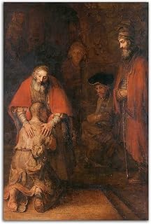 Rembrandt Van Rijn The Return of the Prodigal Son Oil Painting Poster Renaissance Wall Art Picture Print Canvas Painting Modern Home Living Room Decor Poster (16x24inch(40x60cm),No Framed)
