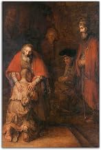 Rembrandt Van Rijn The Return of the Prodigal Son Oil Painting Poster Renaissance Wall Art Picture Print Canvas Painting Modern Home Living Room Decor Poster (16x24inch(40x60cm),No Framed)