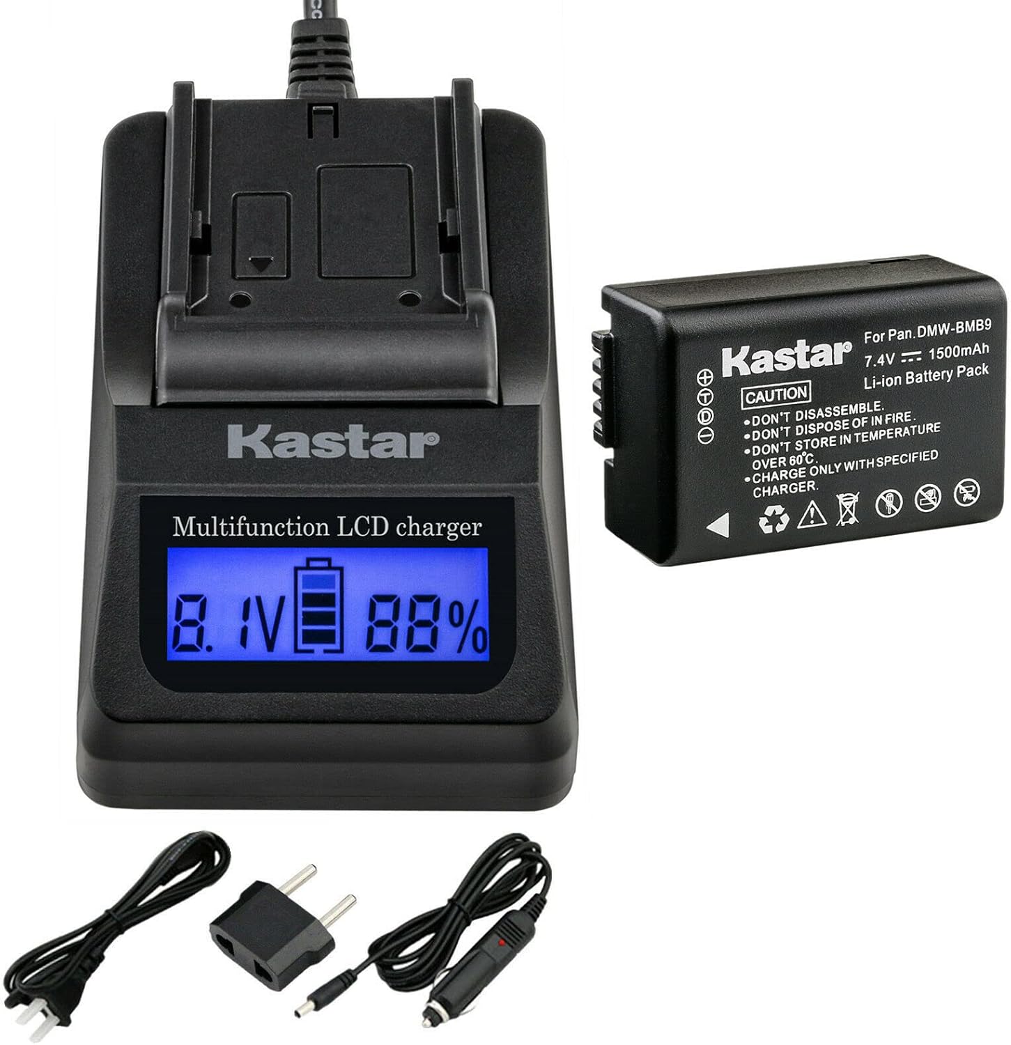 Kastar Battery 1-Pack and Fast Charger Replacement for DMW-BMB9 DMW-BMB9E DMW-BMB9PP Lumix DMC-FZ40 DMC-FZ45 DMC-FZ47 DMC-FZ48 DMC-FZ60 DMC-FZ62 DMC-FZ70 DMC-FZ72 DMC-FZ100 DMC-FZ150 Camera