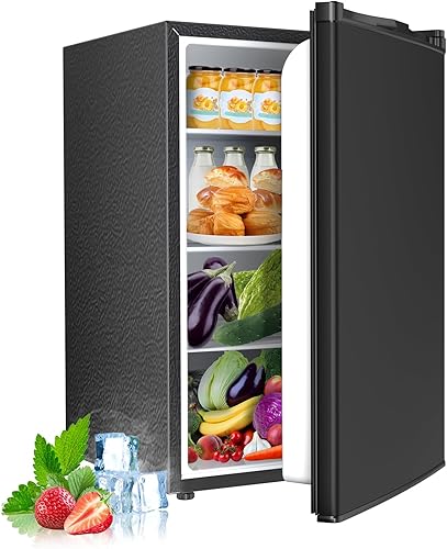 Miniatura 16 de Mini refrigerador de 3.2 pies cúbicos con congelador, refrigerador compacto con puerta individual reversible, termostato ajustable, bajo ruido,