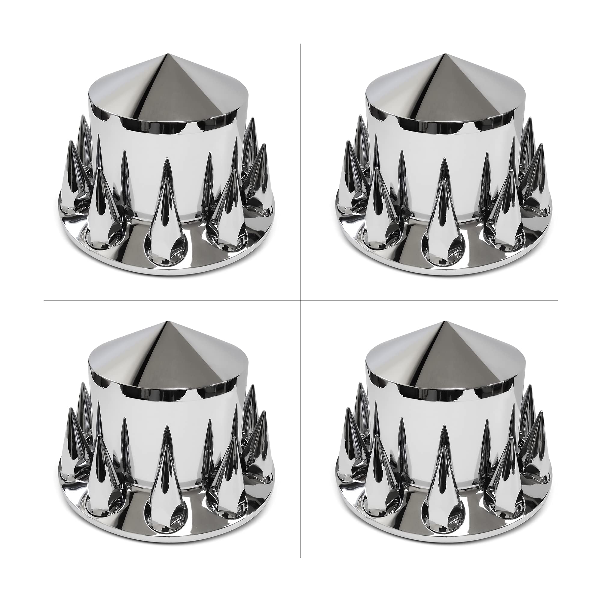 (4) 10263PJ Chrome, Drive Axle 33mm Pointed Hub and Nut Covers