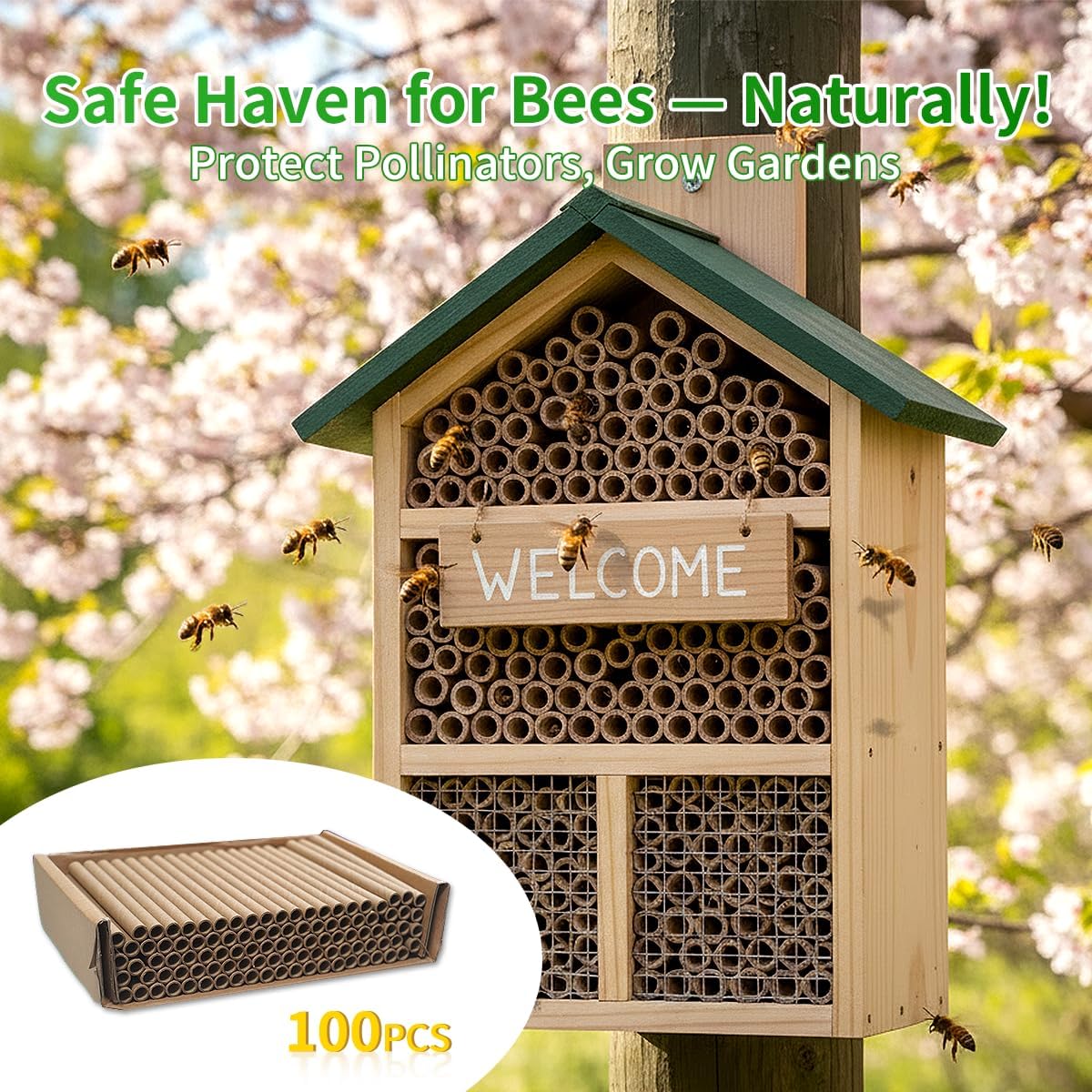 100 Pack Mason Bee Tubes 6" x 5/16" Refill for Bee House image 4