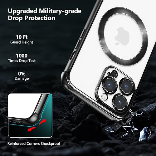 Miniatura 3 de RALEAVO Funda magnética para iPhone 14 Pro Max compatible con Magsafe protección contra caídas de grado militar Funda transparente delgada chapada a