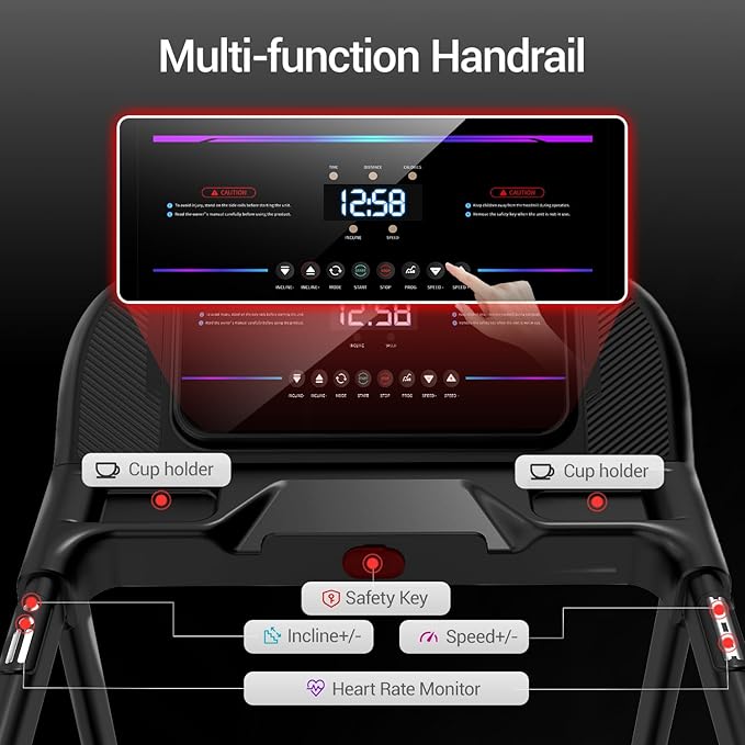 Caminadora Eléctrica Plegable con Inclinación Automática 2%-20% y Motor 4.0HP, Color Negro miniatura 7