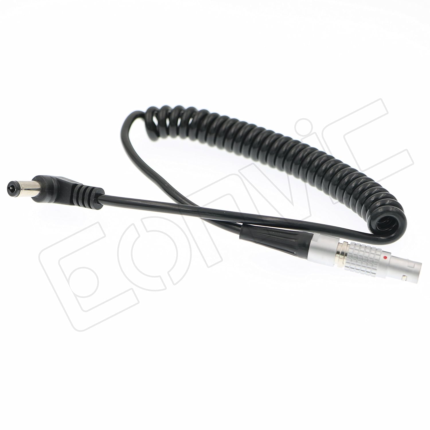 Eonvic Teradek Bolt Coiled Power Cable 0B 2Pin Male Connector to Right Angle DC 5.5 * 2.5mm