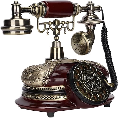 Teléfono, antiguo europeo antiguo teléfono fijo de marcación, una tecla contestando llamada, adecuado para el hogar, oficina, cafetería, decoración