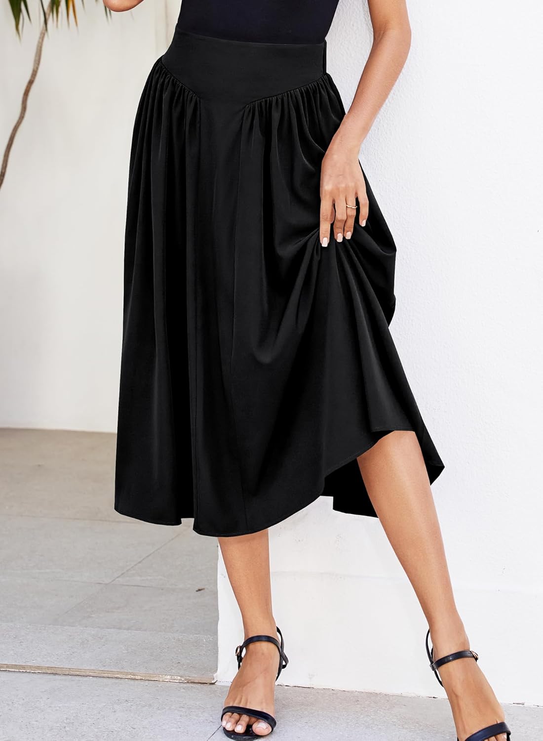 Skirts for Women Midi Length 2026 Summer Vintage A-line Long Pleated Skirt - Image 3