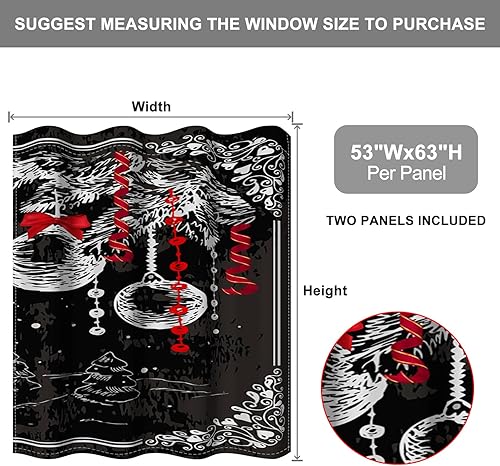 Miniatura 38 de Baocicco Cortinas opacas de Navidad para dormitorio, sala de estar, árbol de Navidad, chimenea, cortinas de ventana con ojales, cortinas familiares
