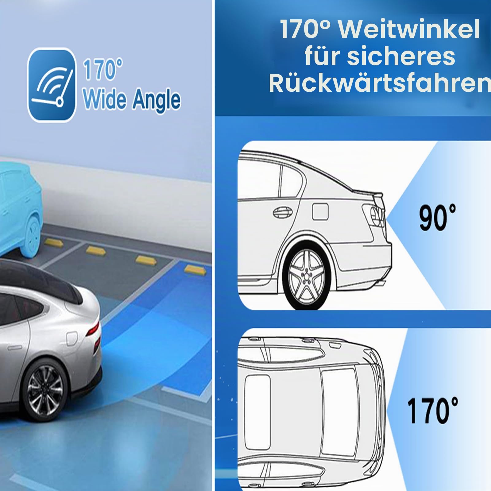 AHD 1080P Auto Rückfahrkamera 170º Weitwinkel Nachtsicht Auto 360° Drehbar Rückfahrkameras IP69 wasserdichte Universal Rückkamera für Wohnmobil SUV Pickup Van.