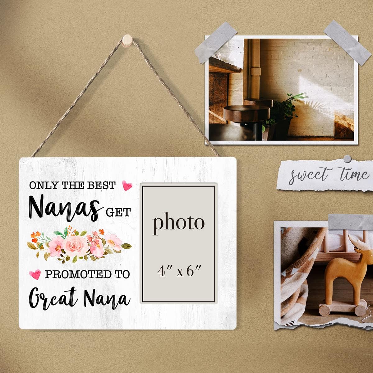 Zauly Great Nana Wooden Picture Frame Gift, Only the Best Nanas Get Promoted to Great Nana Wood Photo Frame Gifts Idea for Pregnancy Announcement, Tabletop & Wall Mounting, 4x6 Photo - Image 4