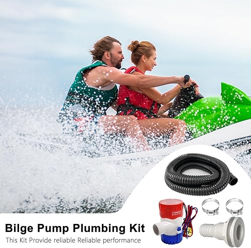 Miniatura 7 de Kit de plomería de bomba de sentina de 1-1/8 pulgadas, bomba de agua de sentina eléctrica de 1100 gph de 12 V, manguera de bomba de sentina de 6