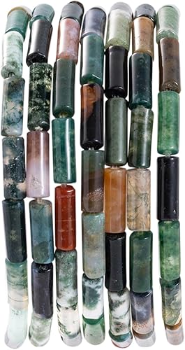 Cuentas de tubo cilíndrico de ágata india natural, 0.157 x 0.512 in, 15.0 instr sueltas semi piedras preciosas para hacer pulseras, collares, aretes