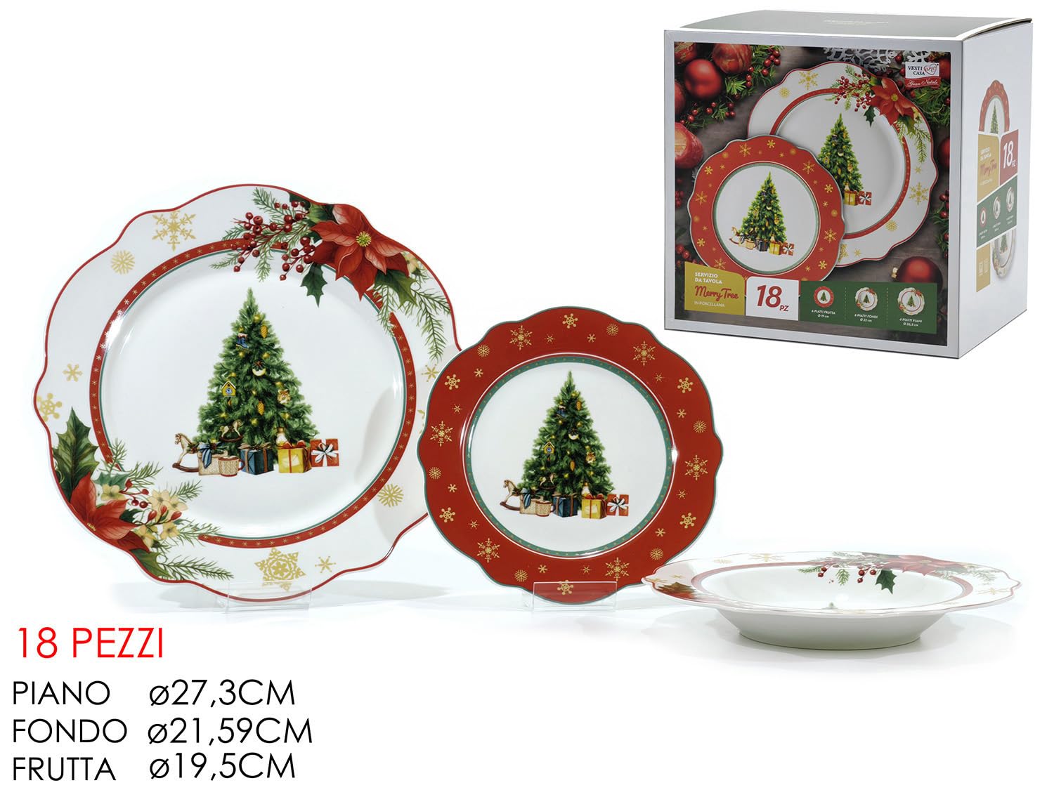 Elanze Designs Set 18 Statuine Natalizie In Ceramica Glitter Bianco, Case E Alberi - Villaggio Da Tavolo O Camino - 2