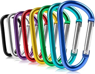 ZEINZE Carabiner Clip 3" Aluminum D-Ring Spring Loaded Gate Small Keychain Carabiners Clip Set for Outdoor Camping Mini Lo...