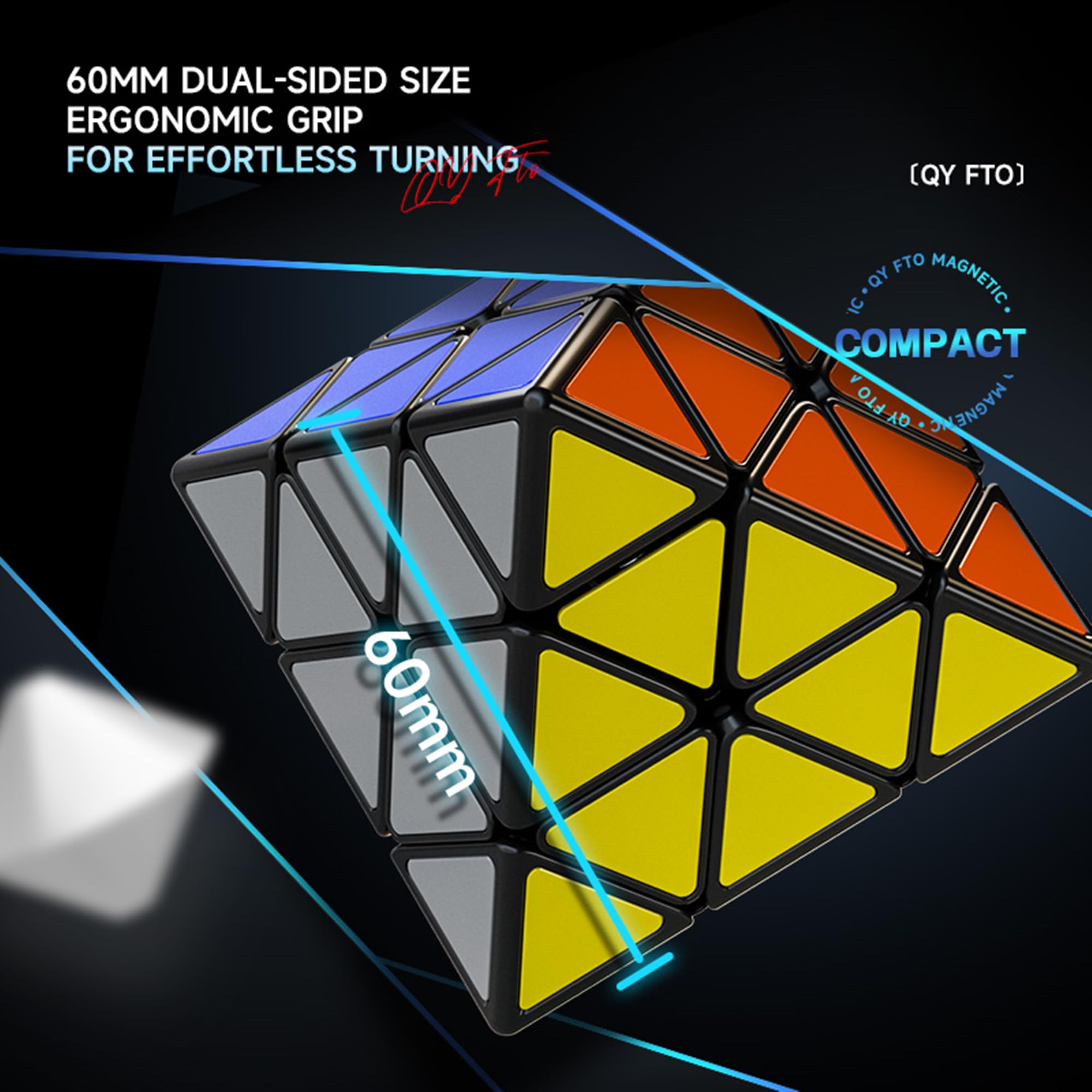 QY Toys FTO Face Turning Octahedron Speed Cube Magnetic, Wersja bez naklejek Magnetyczna