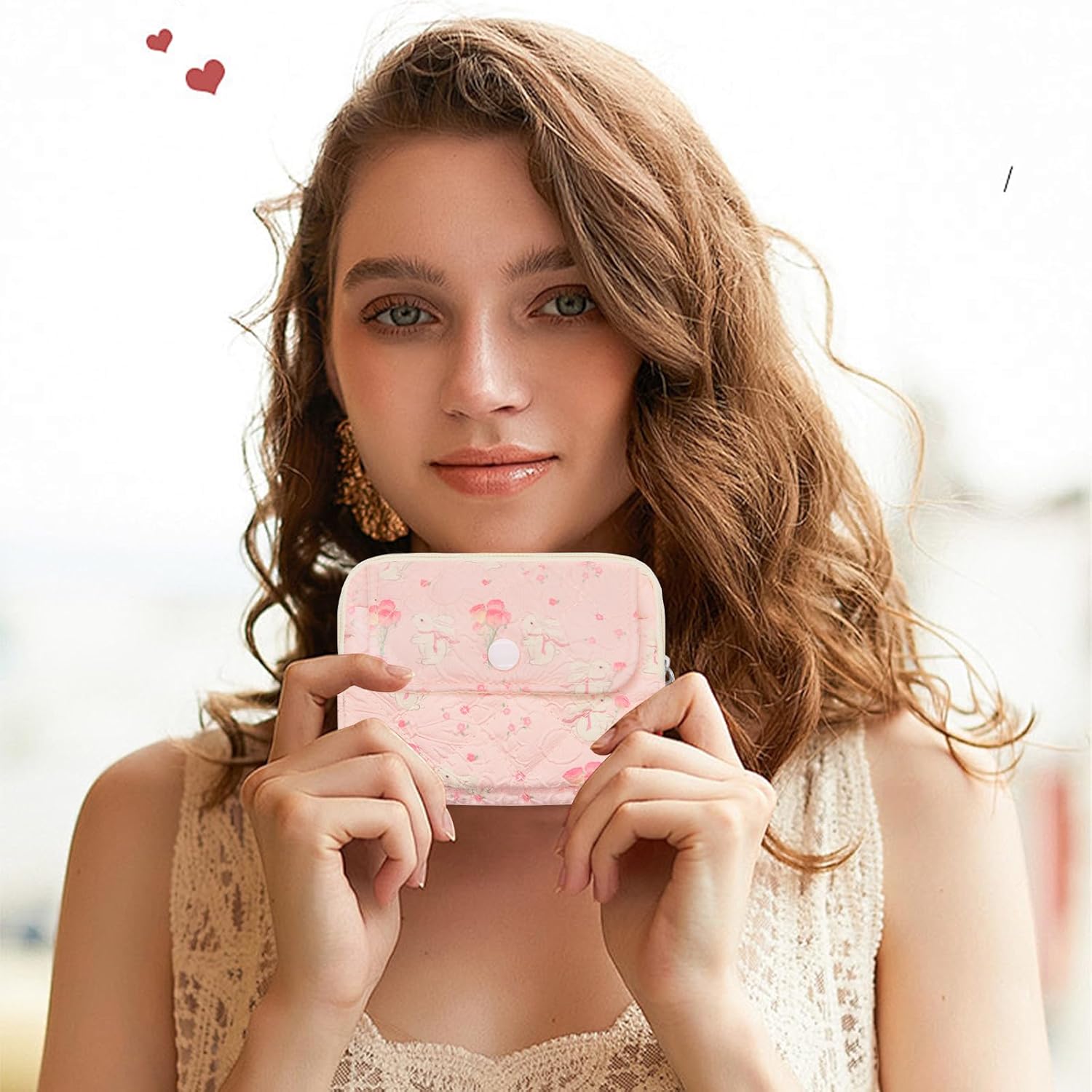 LJCZKA Cotton Quilted Coin Purse for Women, Small Cute Storage Bag with Zipper, Kawaii Mini Coin Pouch with Keyring for Kids - Image 8