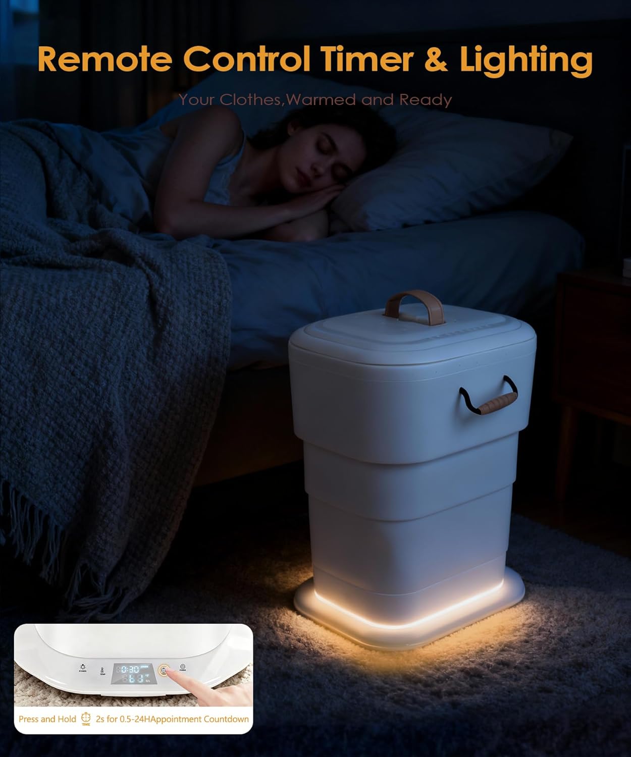 27L Foldable Towel Warmers for Bathroom, Dual Control Hot Towel Warmer Bucket, Fits Up Two 40"X70" Oversized Towels, Bathrobes, Blankets, 3 Heating Modes, Auto Shut Off - Perfect Spa for Home