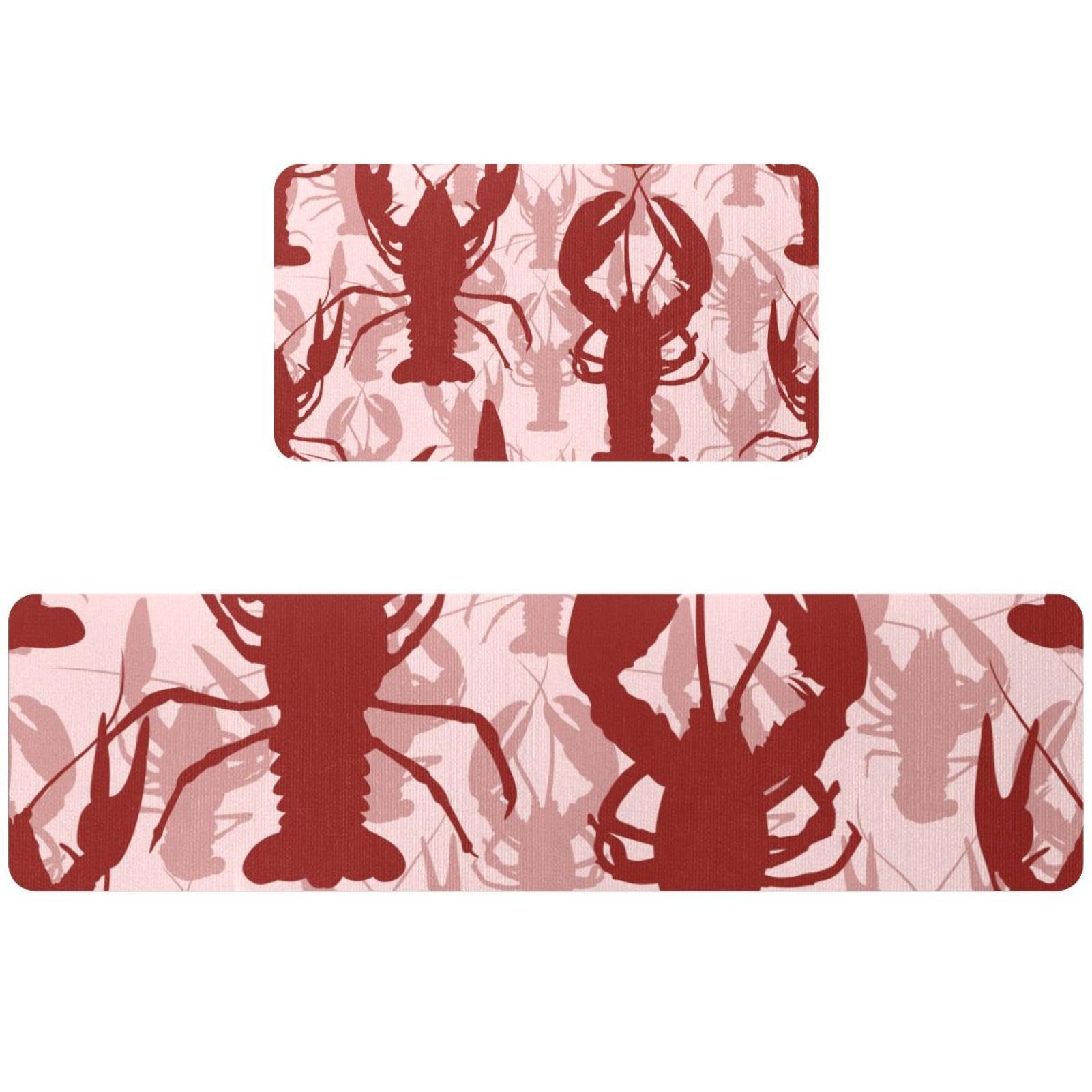 Lot de 2 tapis de cuisine antidérapants motif homard lavables