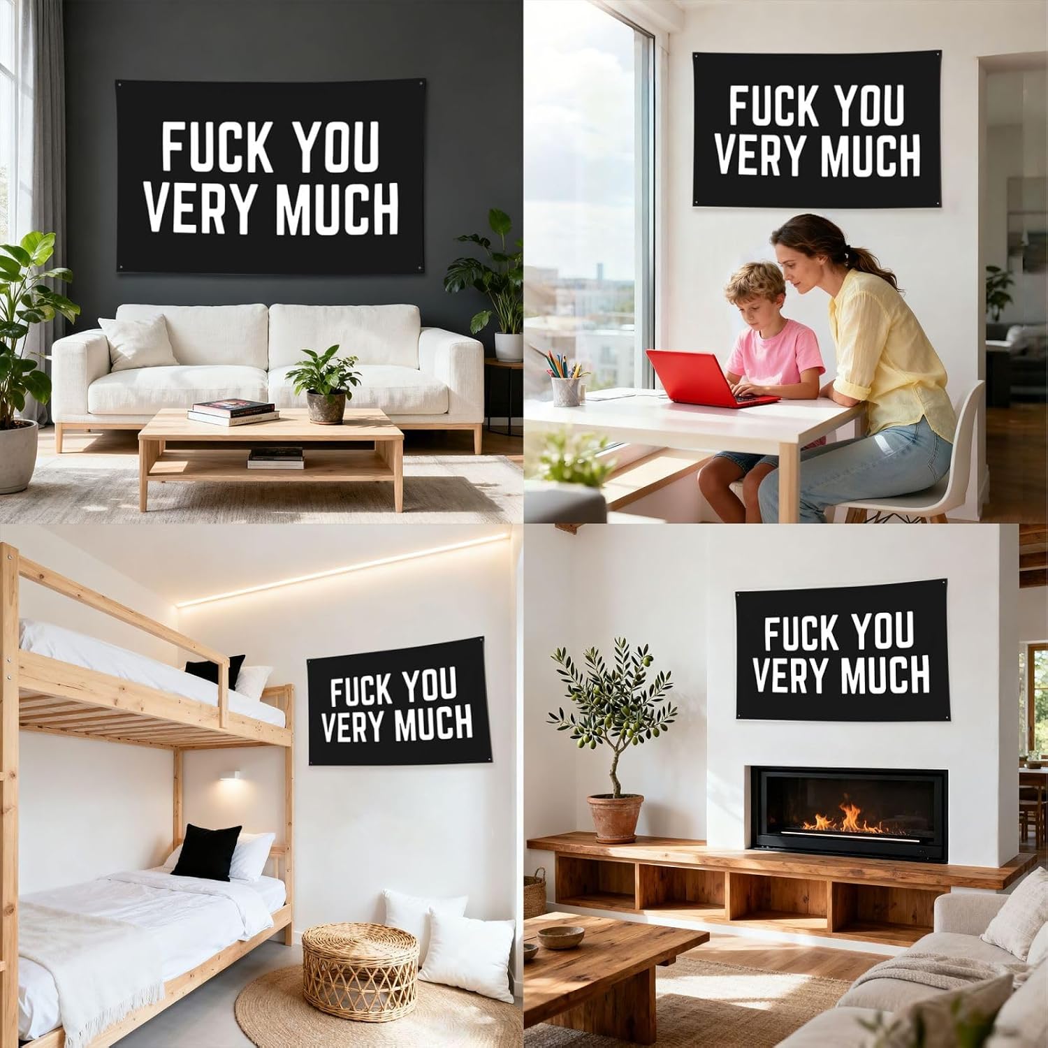 Fuck You Very Much Flag Poster Durable Wall Banner with 4 Brass Grommets 2x3 Ft Tapestry for Indoor & Outdoor Decor, Perfect for Home,Porch,Garden,Yard image 5