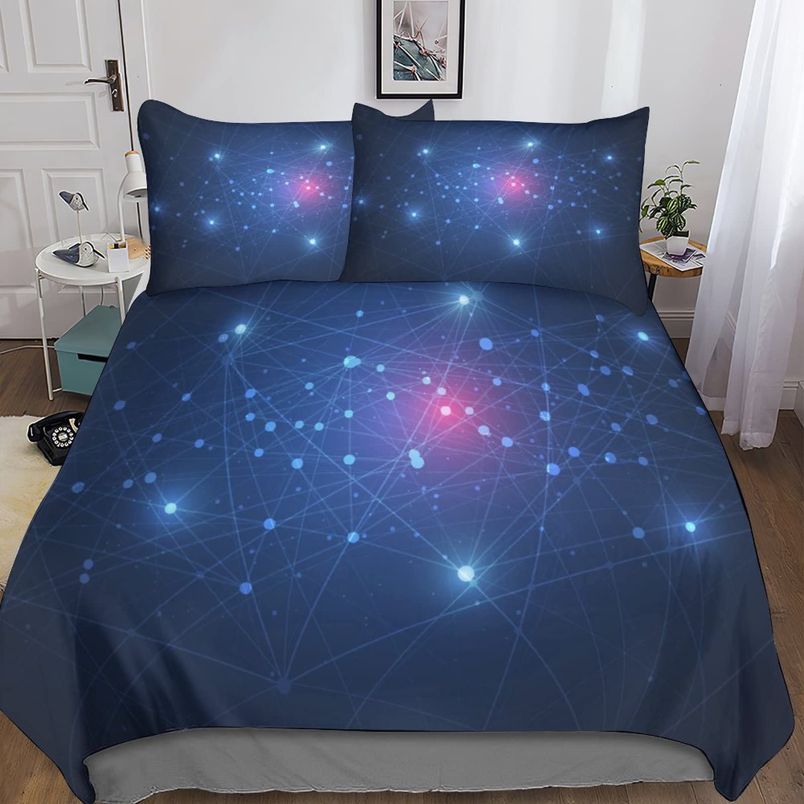 Parure de lit géométrique 3D King 220x240 en microfibre respirante