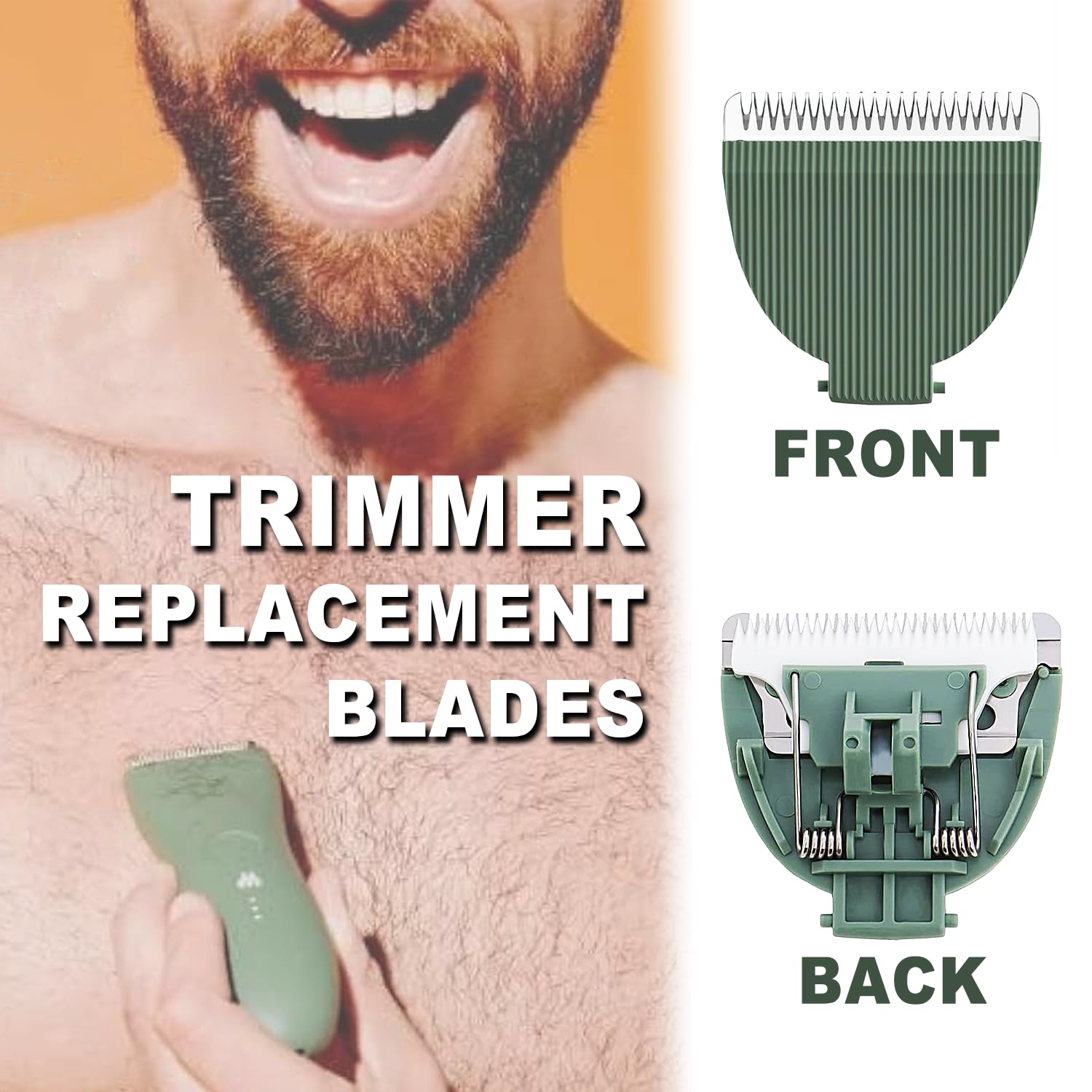3 Packs Green Replacement Blades for Meri-dian Trimmer,Compatible with Meridian Body Trimmer Onyx & Sage,Hygienic Ceramic Replacement Blades - Image 4