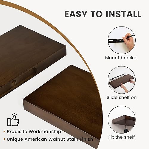 Miniatura 6 de Estantes flotantes de 36 pulgadas de largo, 8 pulgadas de profundidad, madera de pino maciza rústica para almacenamiento, montaje en pared de granja