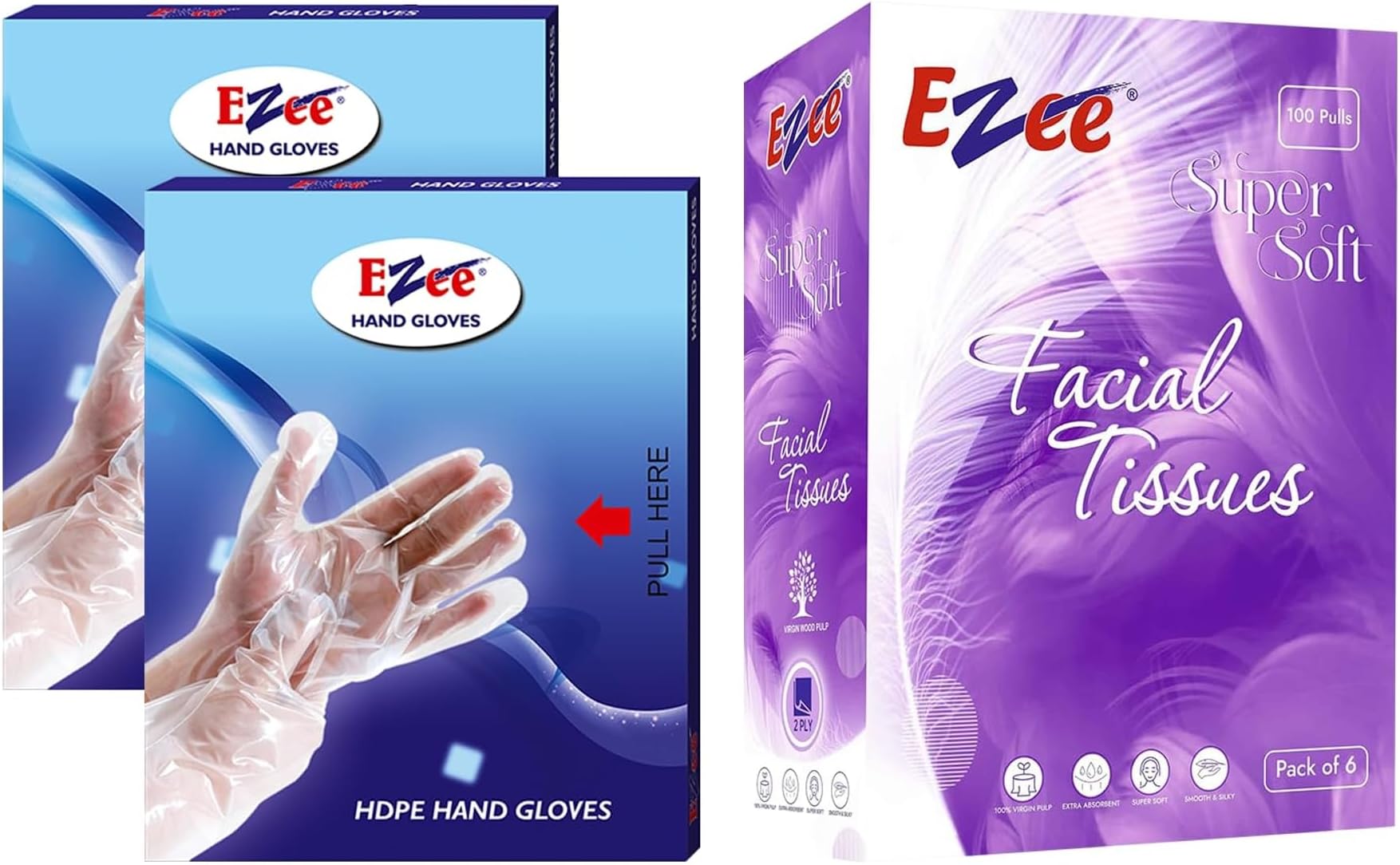 Ezee 2 Ply Facial Tissue Soft Pack 600 Pulls | Ultrasoft, Absorbent, Made of Virgin Paper | 100 Pull