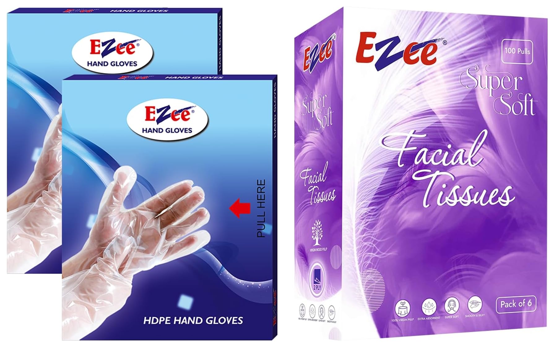 Ezee 2 Ply Facial Tissue Soft Pack 600 Pulls | Ultrasoft, Absorbent, Made of Virgin Paper | 100 Pull