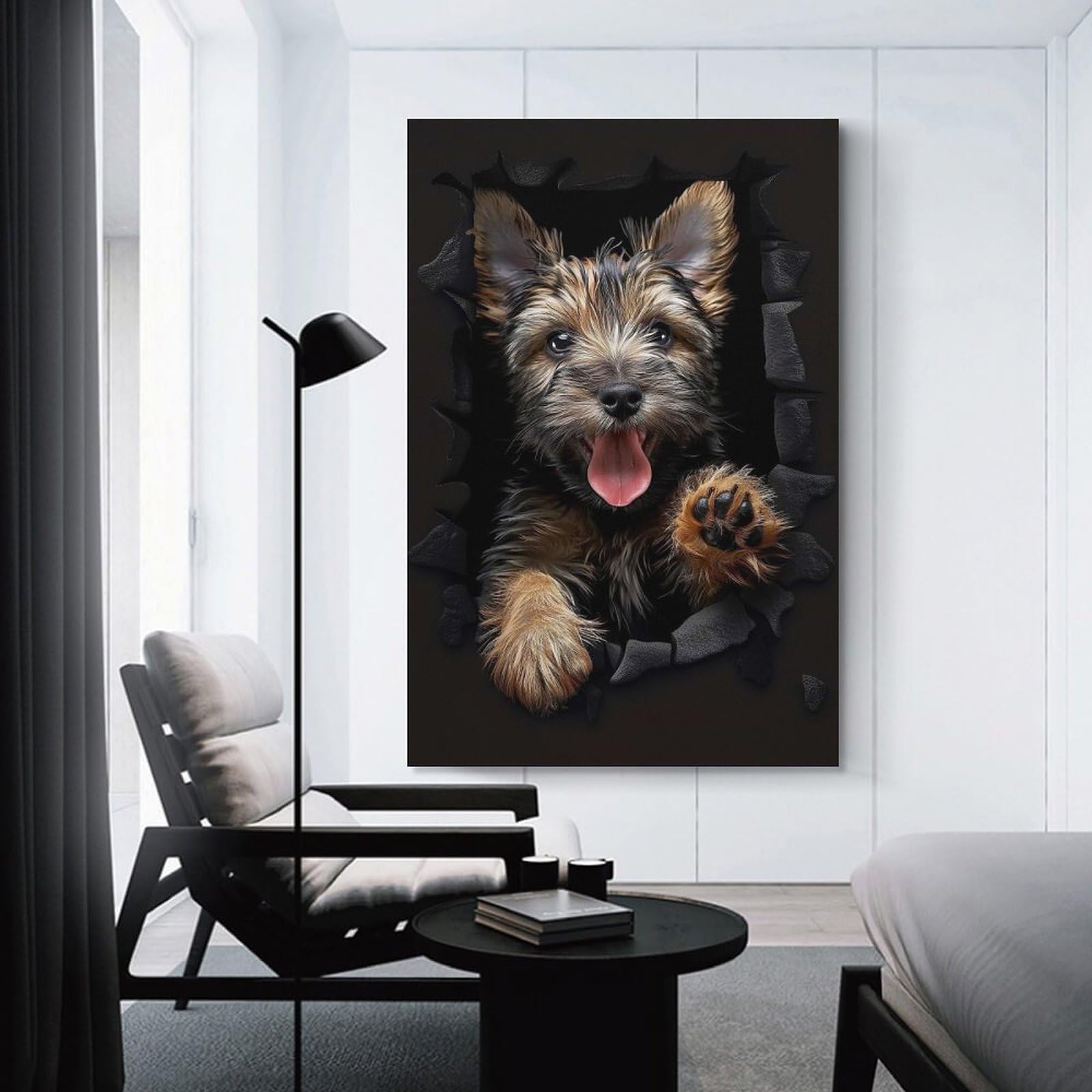 Junmoney Scottish Terrier Decorative Canvas Print, 24x36inch(60x90cm), for Hallway, Bedroom Or Modern Interiors, Gift Idea for Housewarming And Birthdays