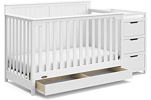 5-in-1 Convertible Crib and Changer with Drawer (White)