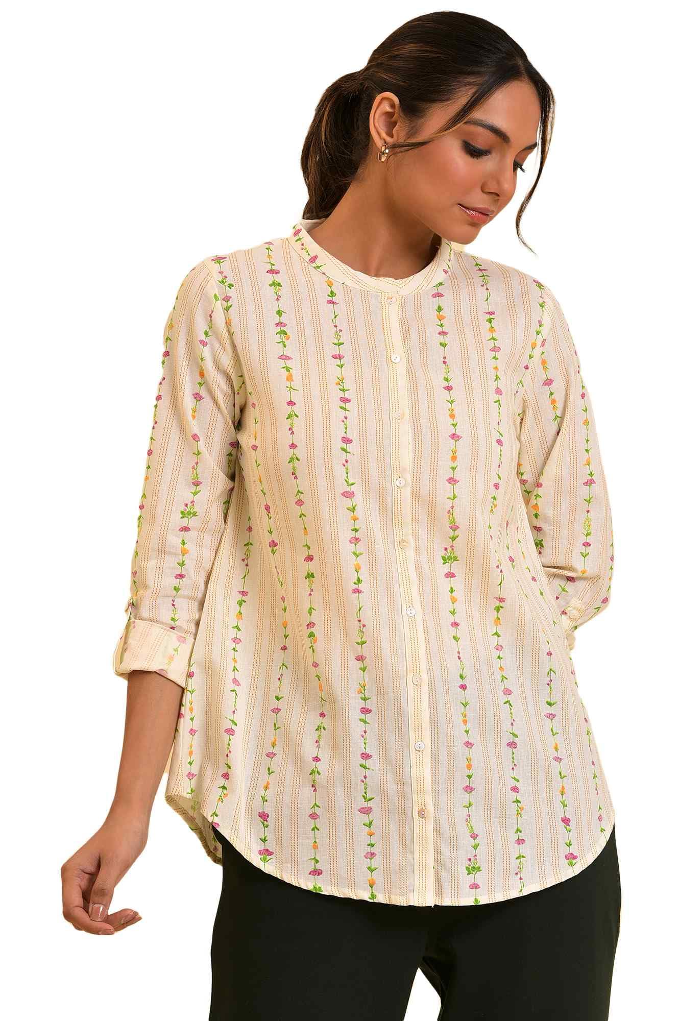 w for woman Women's Cotton Floral Regular Fit Top-picture-31