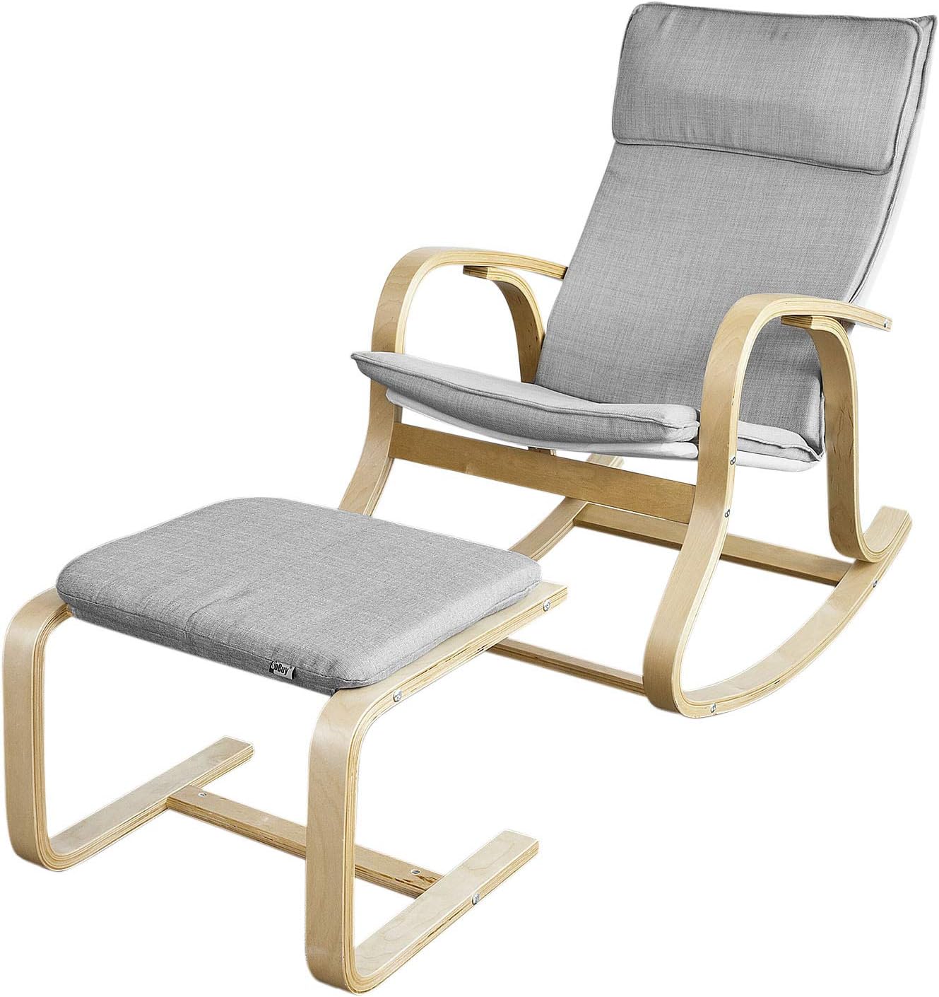 SoBuy Sedia a dondolo per allattamento Poltrona relax con poggiapiedi  grigio FST15-DG+FST38-HG : Amazon.it: Prima infanzia