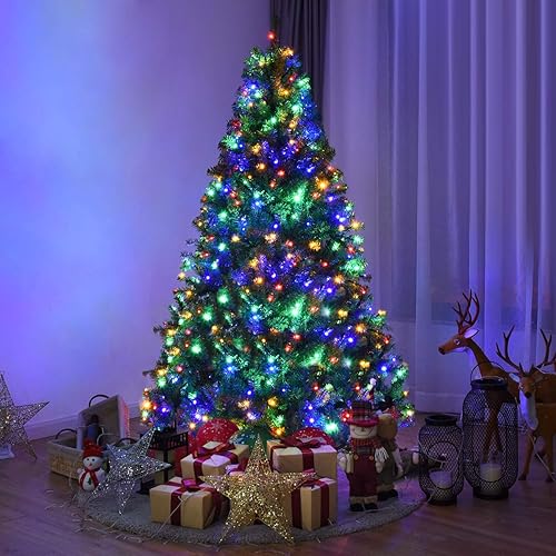 Miniatura 2 de GOFLAME Árbol de Navidad artificial preiluminado de 6 pies, árbol de abeto con bisagras de alta calidad con soporte de metal, 11 modos de flash con