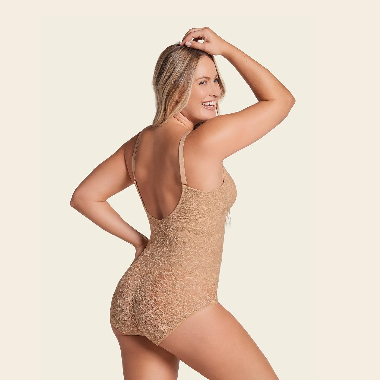 Leonisa Shaping Lace Bodysuit with Underwire Fabric Cups - Lace Contour Bodysuits for Women Tummy Control - Image 5