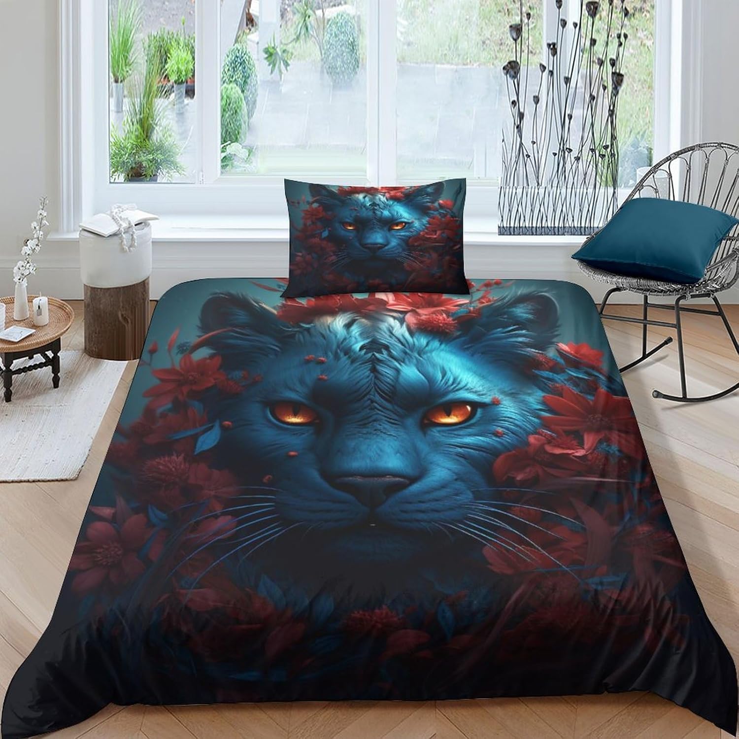 Black Cat Bed Set, 3D Duvet Cover, Bed Linen Set, 3Piece Microfibre