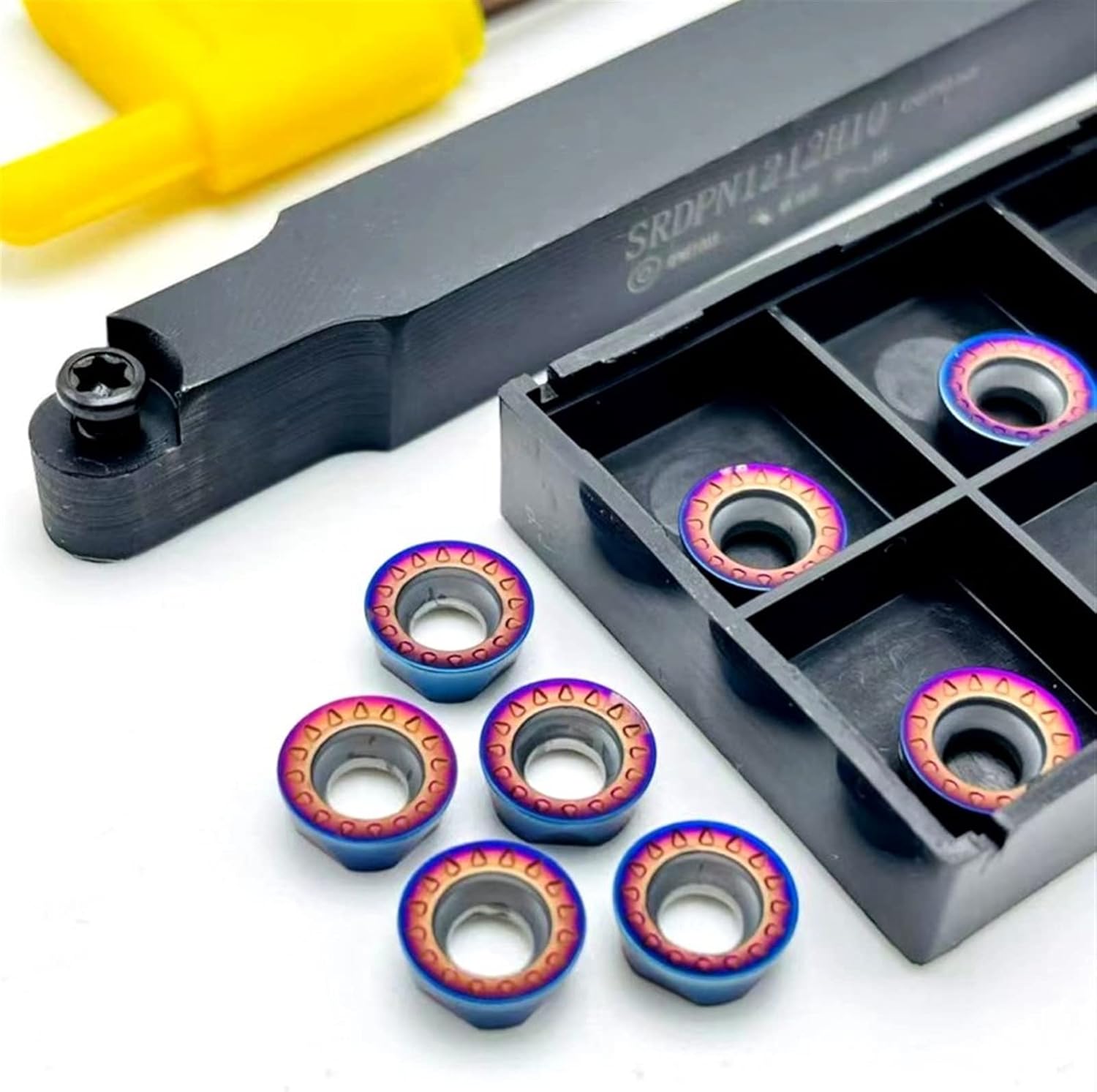 1PC Turning Tool Holder Boring Bar CNC External Tools Holder + 10PCS Turning Tool DOLUNTO(No holder,RPMT10T3MOE KT7030)