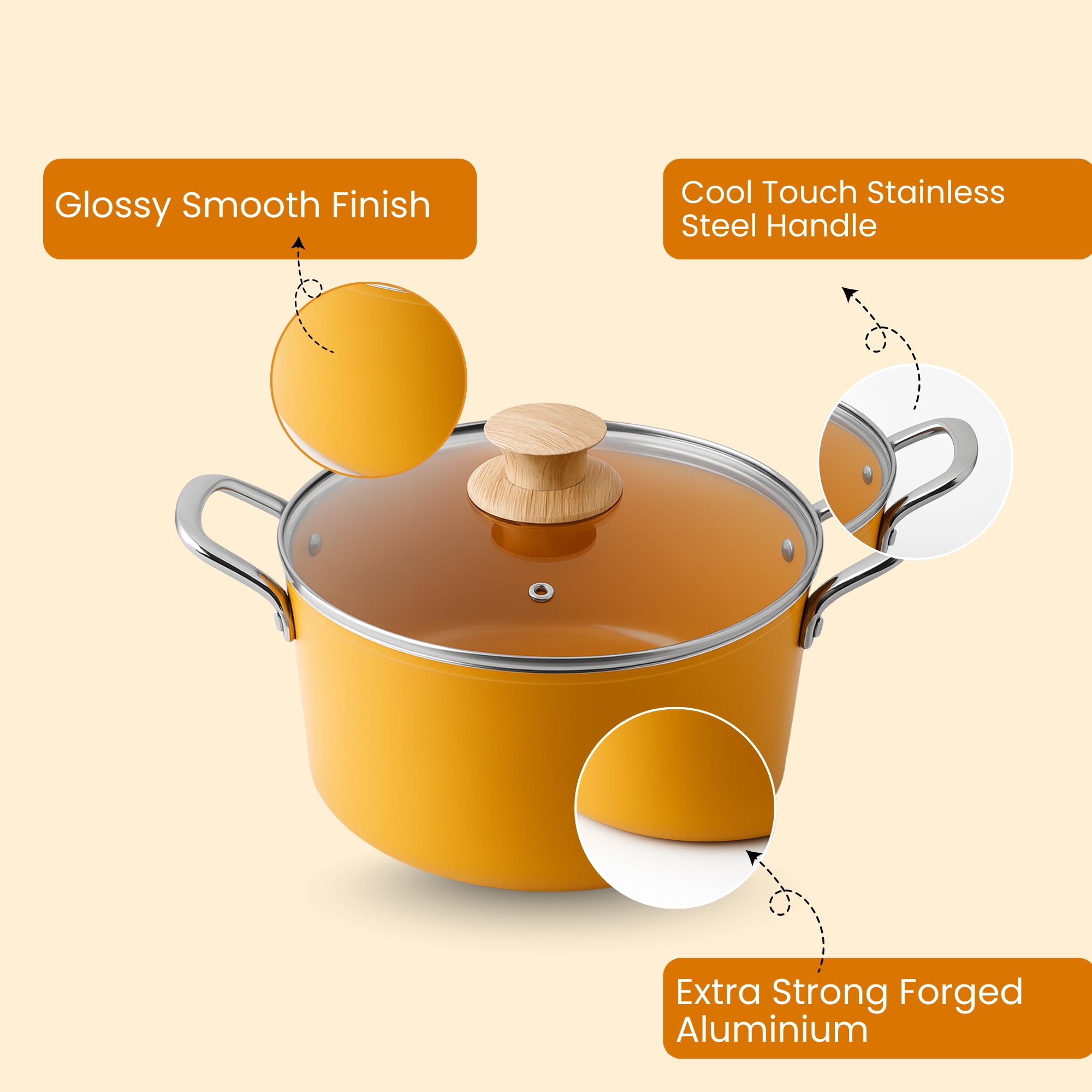 Salford Yellow Casserole - Durable & Non-Stick -4