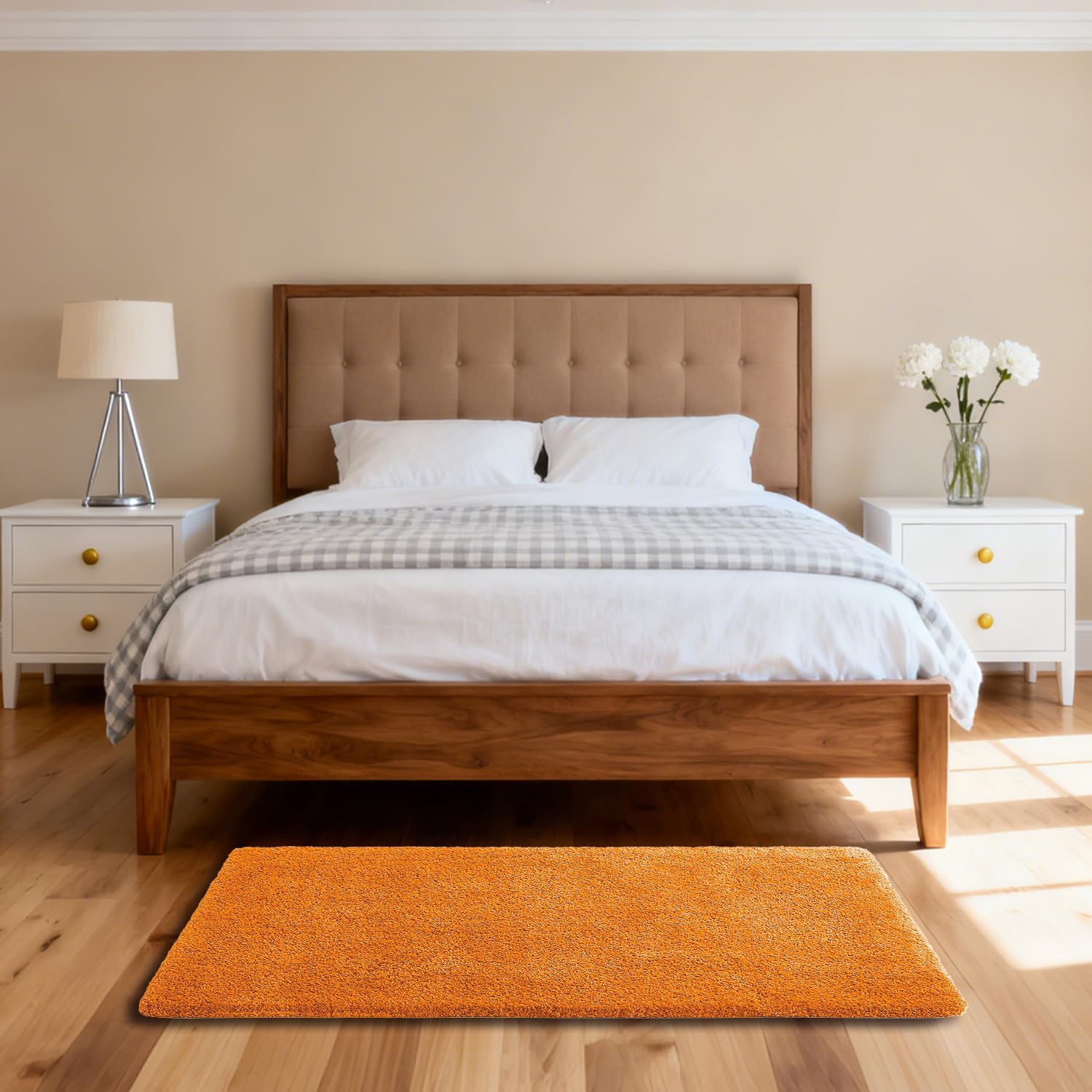 Orange Bathroom Rugs 36"x60" - Extra Large Microfiber Bath Mat, Non Slip Absorbent and Washable Bathroom Rug, Plush Fluffy Floor Mat - Ideal for Spacious Bathrooms or Bedrooms