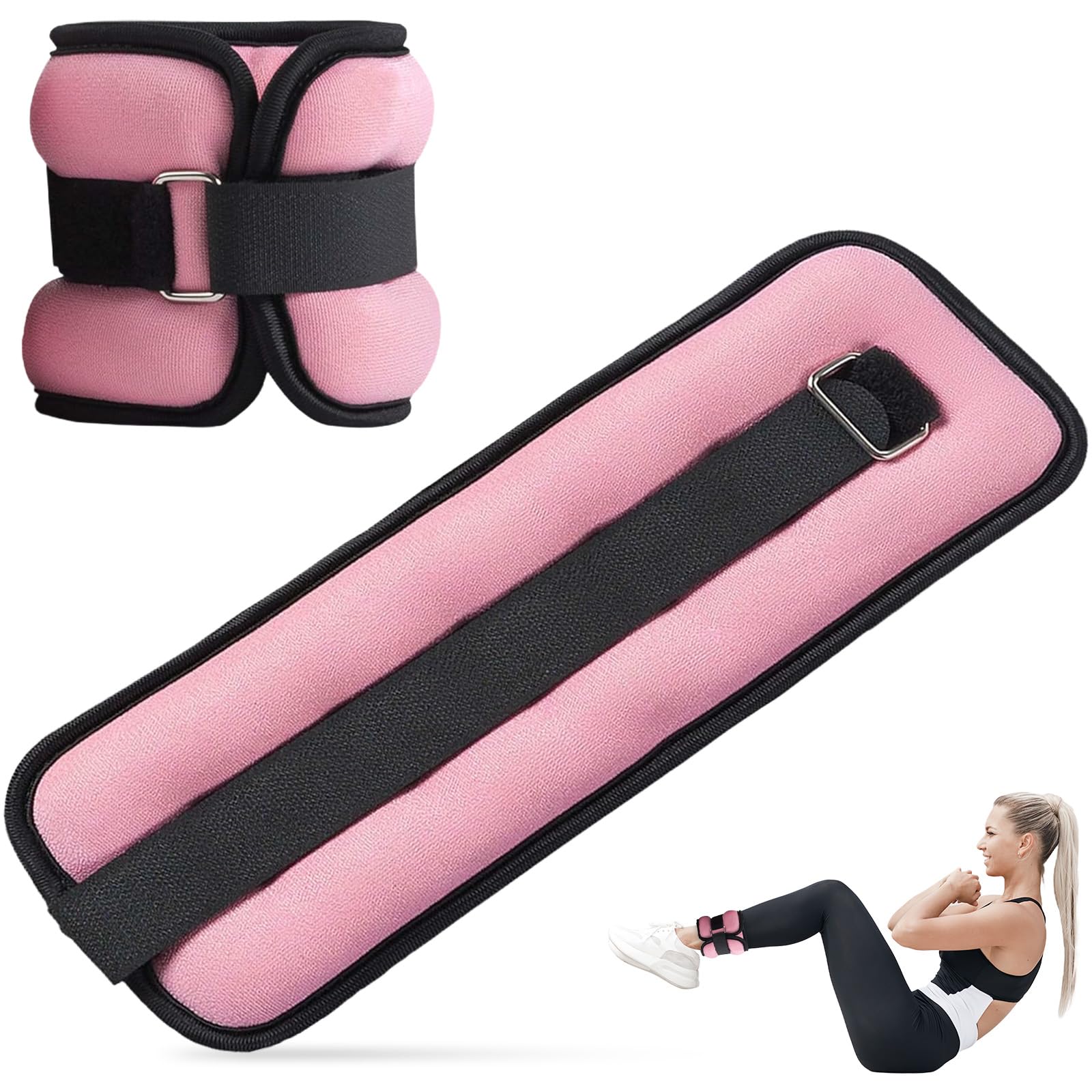 Ankle Straps Pair, Ankle Weights, Total 1kg Wrist Leg Arm Weights for Women Men with Adjustable Straps, Strength Weighted for Walk Running Workouts & Training