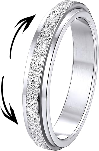 Supcare Anillos para ansiedad para hombres y mujeres, anillo giratorio de acero inoxidable, vikingocelta, sol y luna, talla 7-14 (con caja de regalo