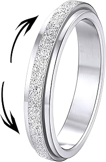 Supcare 4mm Fidget Rings for Anxiety for Women Worry Ring Size 12 Thin Silver Wedding Band Ring Silver Rotatable Rings