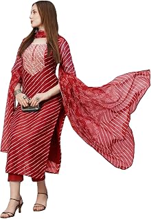 ANNI DESIGNER Women's Cotton Blend Straight Printed Kurta with Pant & Dupatta Price In India