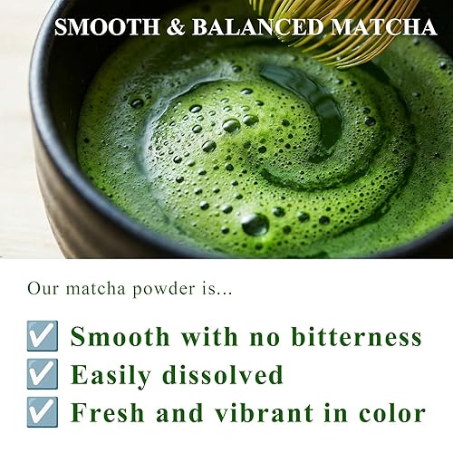 Miniatura 7 de RICHA MATCHA Polvo matcha orgánico de grado ceremonial – Té verde japonés Kyoto Uji First Harvest – USDA orgánico, vegano, cero azúcar (1.41 oz/40 g)