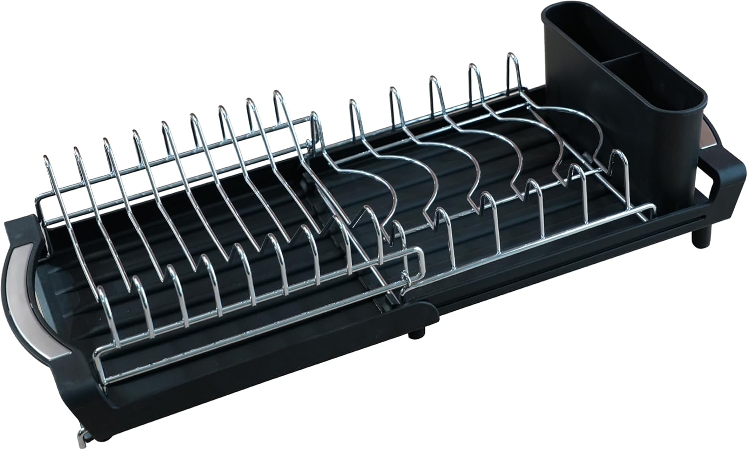 Dish Drying Rack Compact Expandable - A Space-Saving, Stainless Steel, Rust-Resistant Dish Drainer for Kitchen and Apartment Countertops/Sink Cabinets, Extendable from 11.42 to 19.9 inches (White)